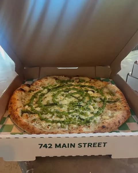 Olive oil, mozz, feta, roasted asparagus, Italian salsa verde!
